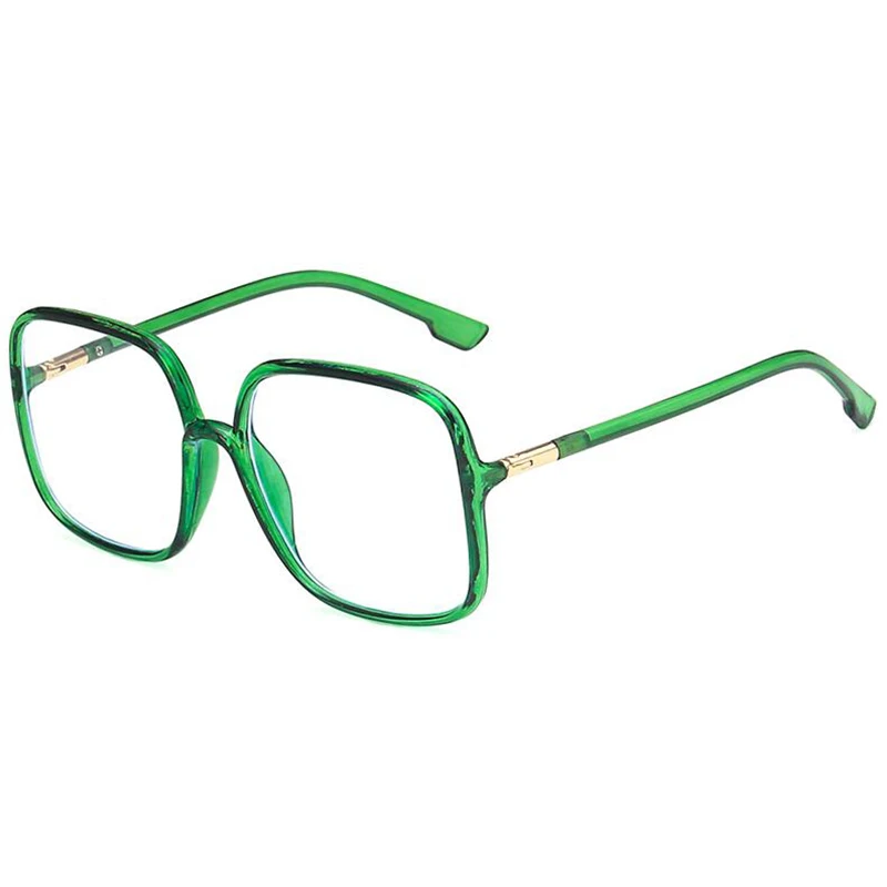 Oversized Green Prescription Reading Glasses Transparent Large Square Frames Computer Anti Blue Light Glasses Degree 0 to 6 3