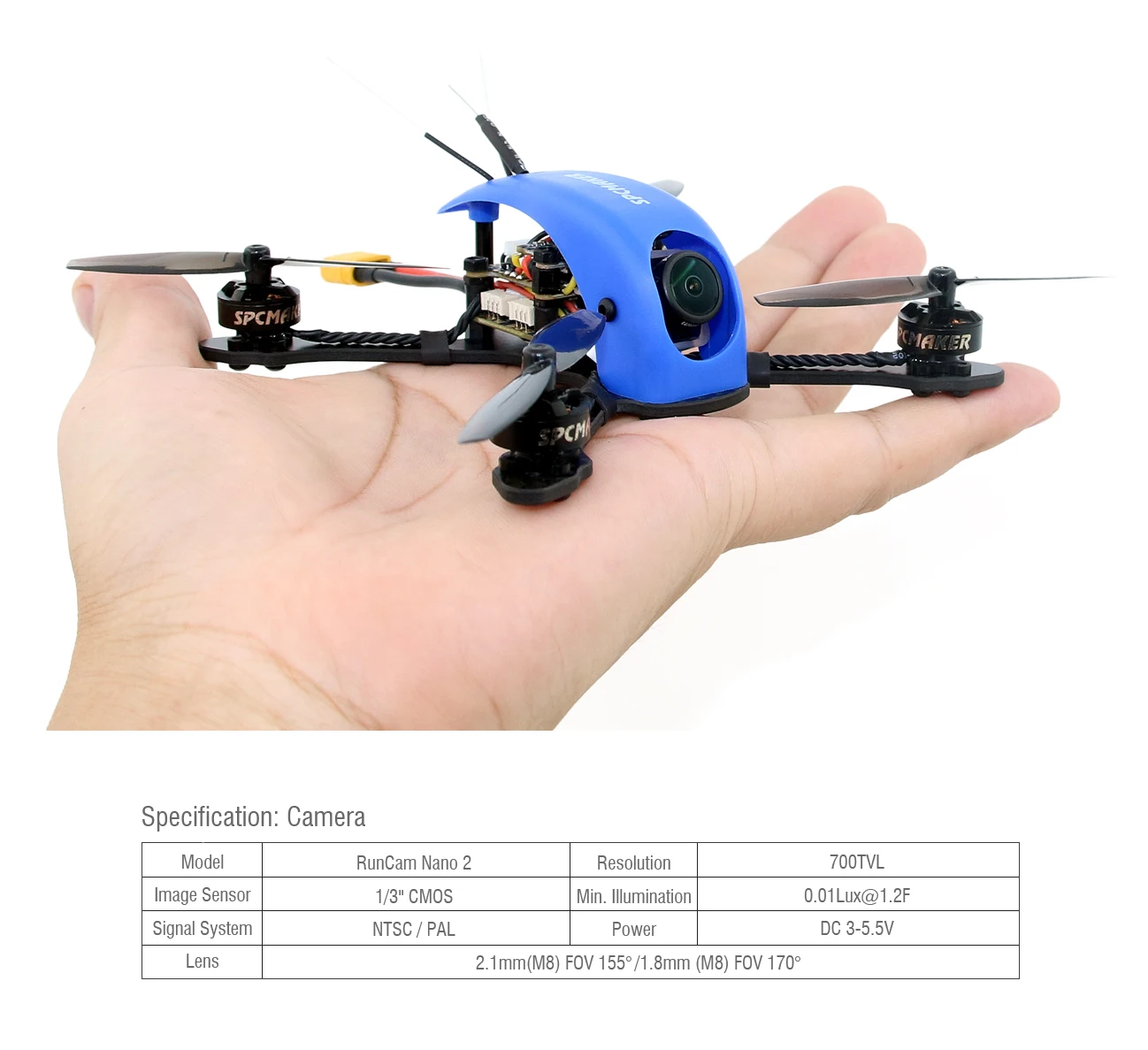 SPCMAKER убийца КИТ-зубочистка 2-3s 1103KV 8500 FPV гоночный Дрон(синий корпус с TX 15/25/100 мВт VTX версия