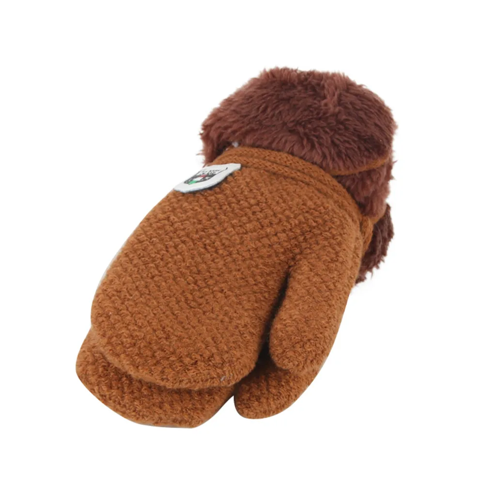 Зимняя теплая вязаная перчатка s, детская теплая вязаная утепленная и меховая вязаная перчатка#4