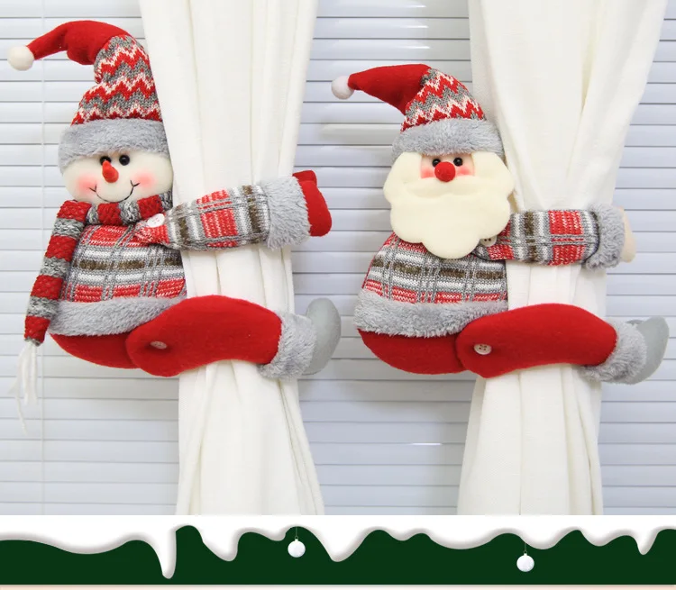 Рождественские украшения занавес Пряжка украшения для дома подарок Санта Клаус Рождественская Кукла-снеговик занавес Пряжка декоративные аксессуары