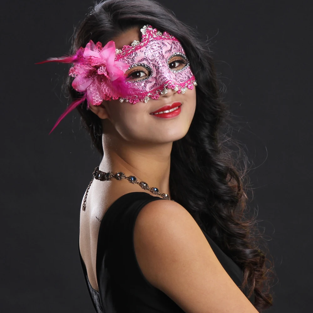 Пикантные Венецианская маска Венеция с цветочным узором на свадьбу, карнавальный костюм вечерние танцевальные маска, украшенное окантовкой из кружева, костюмы для сцены секс леди Маскарадная маска