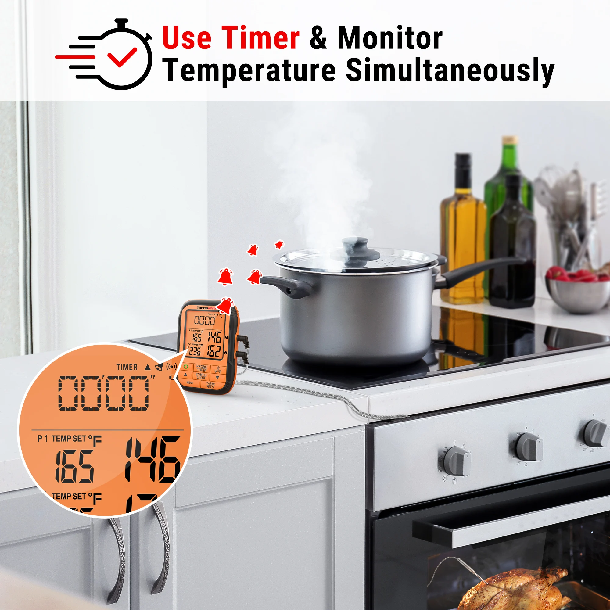 Thermopro Tp920 Wireless Meat Thermometer 150m Bluetooth Rechargeable Barbecue  Grill Kitchen Digital Thermometer For Meat Oven - Household Thermometers -  AliExpress