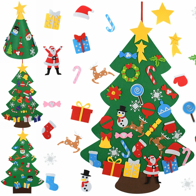 Kids DIY Felt Christmas Tree New Year with Ornament Party Door Wall Hanging Decoration Children Favor Gift Supply | Дом и сад
