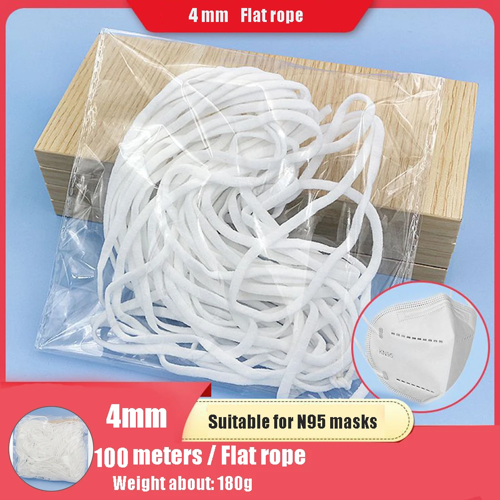 

4mm 10/100M Mouth Mask Elastic Band Mask Rope Rubber Band String DIY Mouth Mask Making Handmade Craft Materials