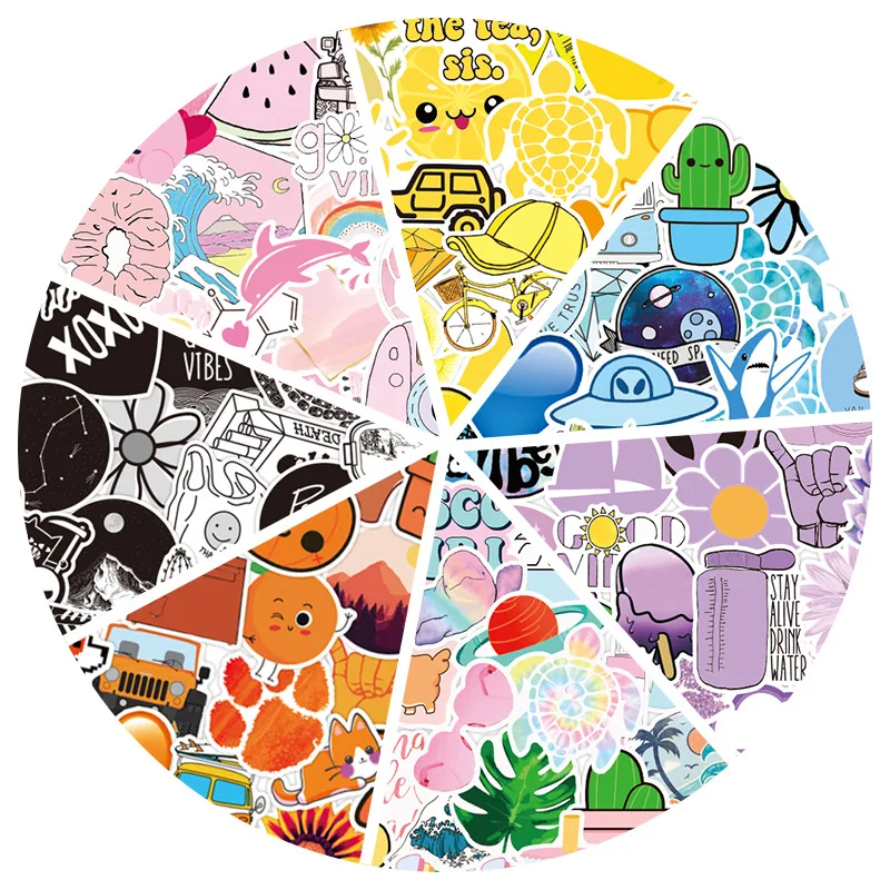 50Pcs/lot VSCO Stickers Colorful Waterproof Sticker for Laptop Car Luggage Bicycle Cartoon Cute Flower Fashion Decal | Игрушки и хобби