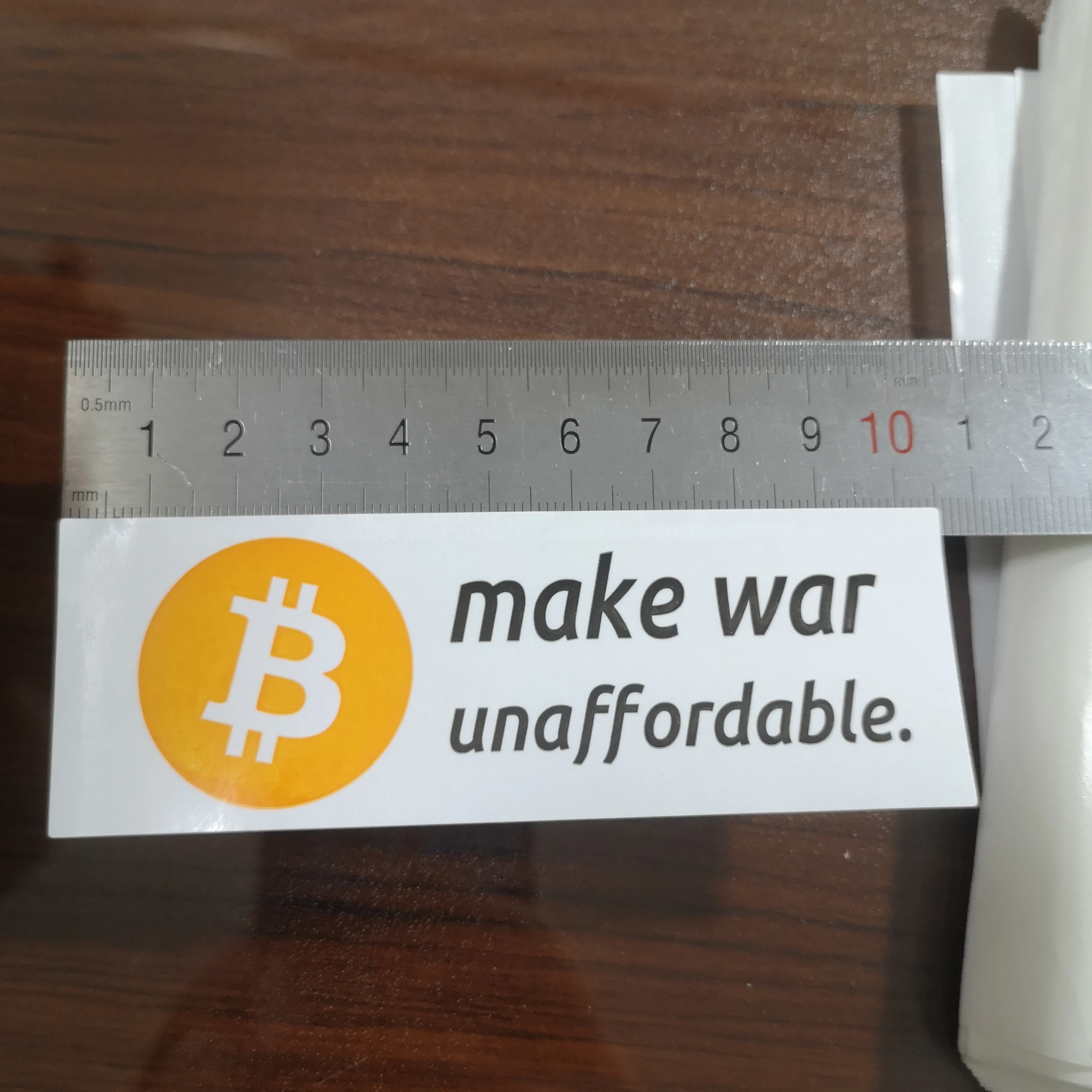 

20pcs 10.5x3.5cm Bitcoin Make War Unaffordable Label Cryptocurrency Fans Publicity Future World Peace Currency Paper Sticker