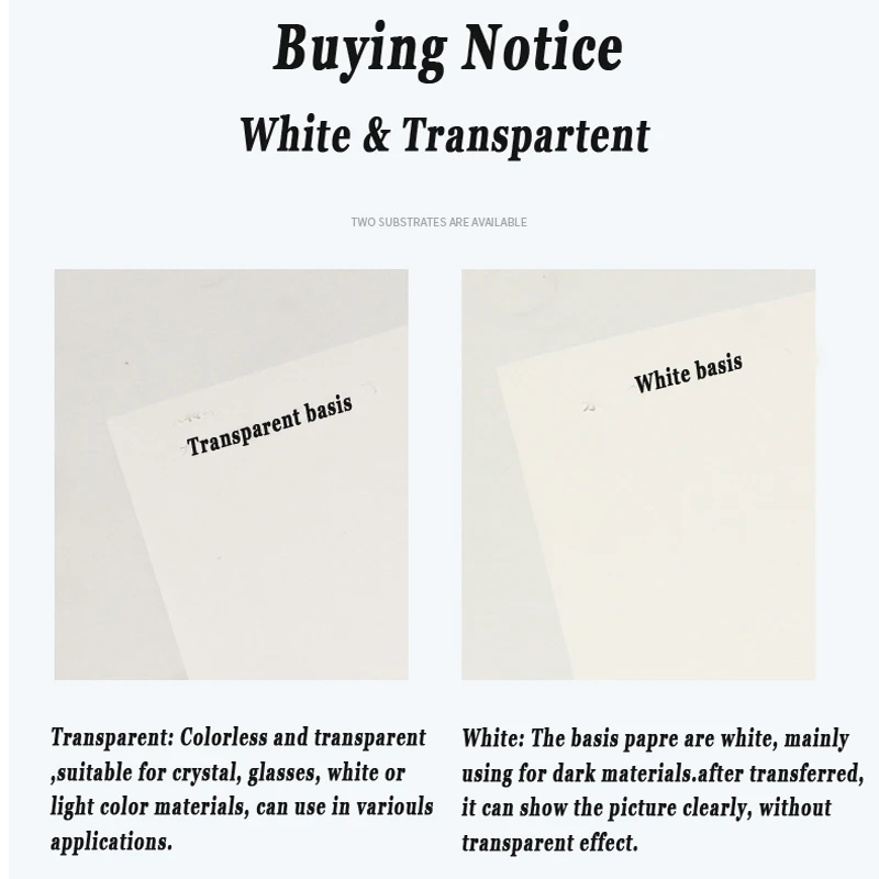 A4 잉크젯 워터 슬라이드 데칼 용지, 물 기반 슬라이드 전사지, 흰색 투명 5 10 20 매