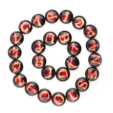 

26pcs Burning A-Z Letters Black Background Round Blank Flatback Glass Cabochon For DIY Jewelry Making Bracelet Accessories