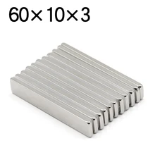 1/2/5/10 Pcs 60x10x3 Block NdFeB Neodymium Magnet N35 Super Powerful imanes Permanent Magnetic
