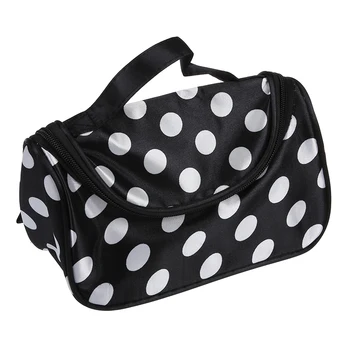 

New Black Zipper Bag Cosmetic Toiletry Bag Makeup bag Handbag with Points pattern.