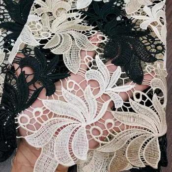 

Nigerian Lace Fabrics Black + Gold African Cord Lace Fabrics High Quality 2019 Guipure Lace Mesh Cotton Material RG702