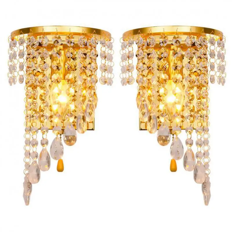  Left Right A Pair Of Light Chrome Silver Wall Lamp Sconce Gold Foyer Living Bedroom Bedside Wall La - 32812646295