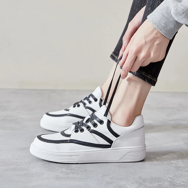 

High quality leather white shoes 2019 autumn new wild flat sports shoes casual shoes running shoes chaussures femme ZZ-114