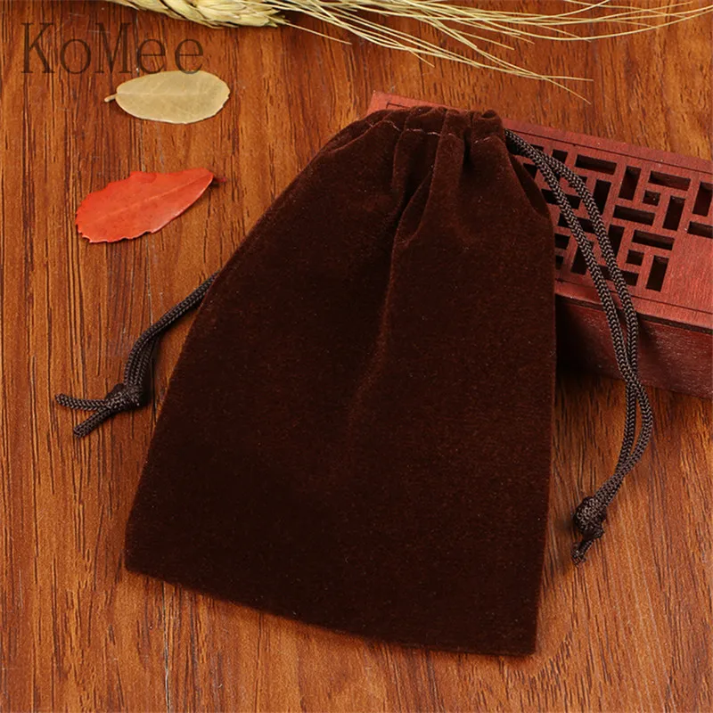 

Free Shipping 100Pcs/lot 7x9cm Brown Velvet Bag Small Drawstring Jewelry Gifts Packaging Bag Favor Christmas Wedding Gift Bags