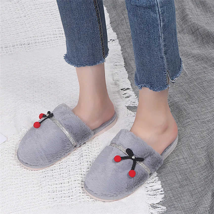 

Fashion Shoes Women Cotton Slippers Non-slip Winter Warm Round Toe Winter Lady Slip On Soft Solid Comfortable Indoor Shoes 40