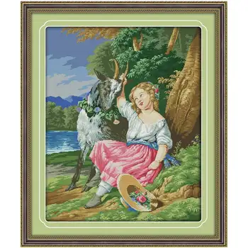 

Shepherd girl painting 11CT 14CT DIY kit Chinese wholesale Chinese Cross Stitch embroidery needlework Sets home decor