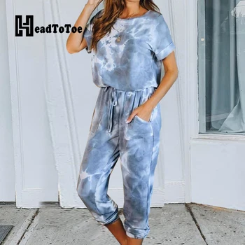

tie dyed women casual summer 2 piece set