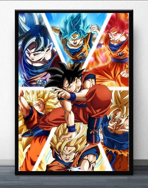 Dragon Ball и super Goku ультра инстинкт японского Аниме Комикс фильм плакат настенная живопись искусство HD Печать холст украшение дома - Цвет: D