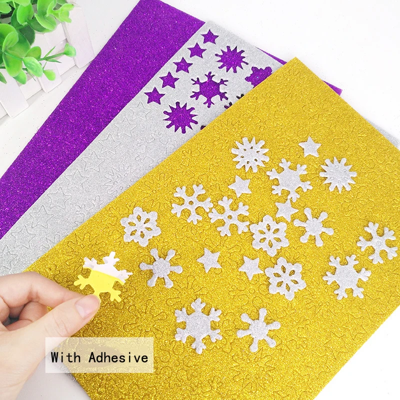 Снежинка звезда блестящие наклейки игрушки зимние наклейки на стену детская комната рождественские украшения Детские материалы ручной работы сделай сам