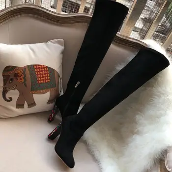 

Hot Sale Shoes Women Winter Over the Knee Women Boots Kid Suede Pointed Toe Super High Heels Women Boots Zapatos De Mujer