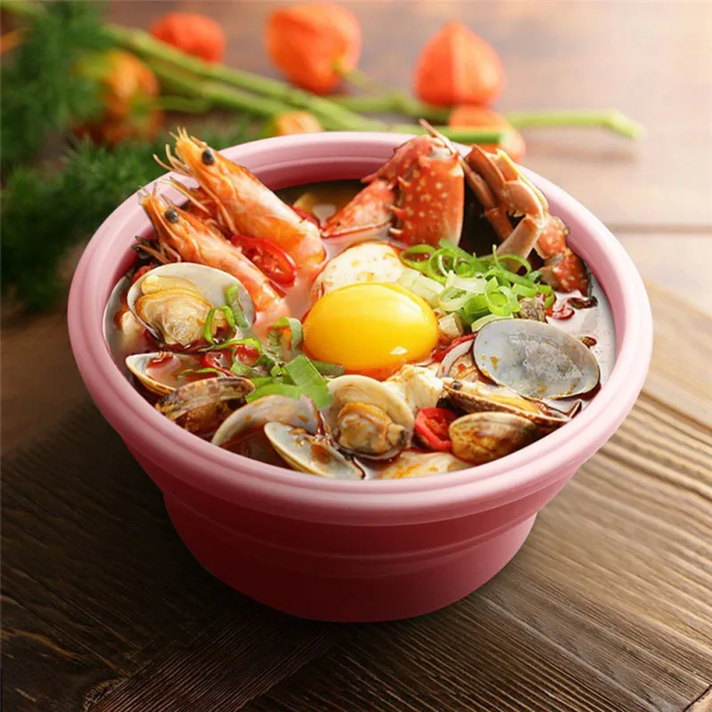 

Portable Round Lunch Box Foldable Outdoor Sealed Practical Lunch Box Non-toxic Silicone Lunch Box Lunch Box