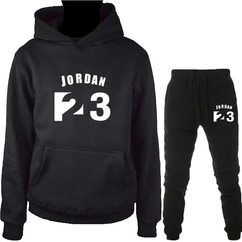 Новинка, модный брендовый спортивный костюм JORDAN 23, мужская спортивная одежда, комплект из двух предметов, хлопковая флисовая плотная толстовка с капюшоном+ штаны, спортивный костюм для мужчин s
