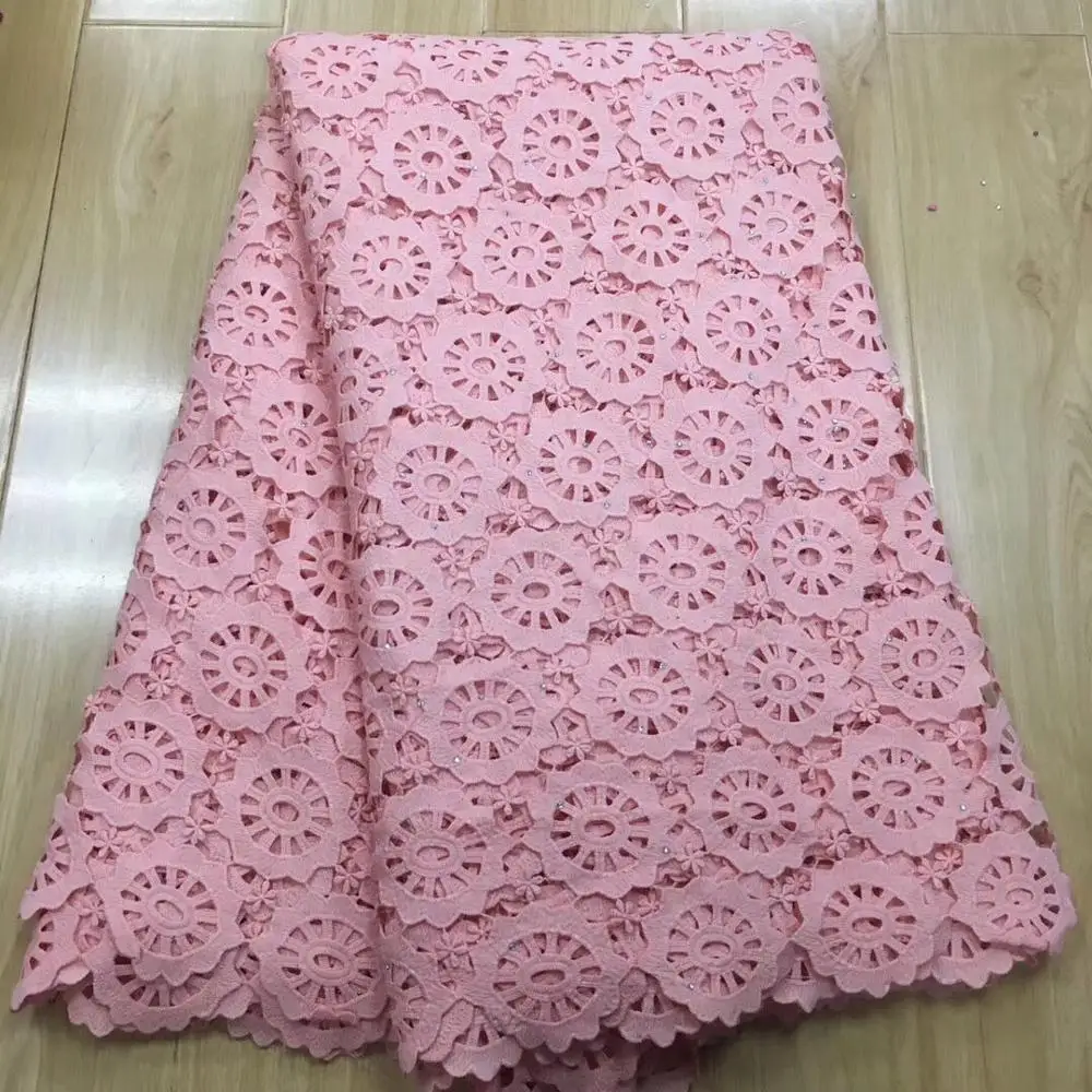 Высококачественная нигерийская кружевная ткань для свадьбы, африканская Водорастворимая молочная кружевная ткань, белая гипюровая кружевная ткань, 5 ярдов/партия