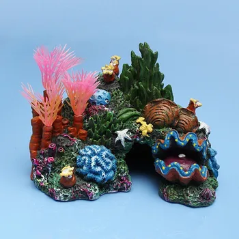 

new 14cmx9.5cm x10cm Fashion Fancy Multicolor Resin Aquarium Artificial Mounted Coral for Fish Cave Tank