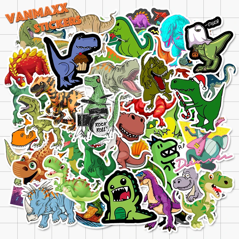 

VANMAXX 50 PCS Kid's Cartoon Dinosaur Graffiti Stickers Waterproof Vinyl Decal for Laptop Helmet Bicycle Luggage Car Stickers