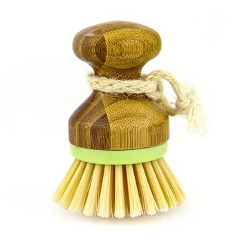 

Bamboo Mini Scrub Brush Dish Bristles Pot Brushes for Cast Iron Skillet, Kitchen Sink, Bathroom, Household Cleaning Round Tablew