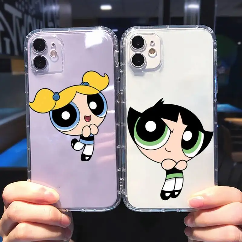 

Cute cartoon PowerPuff Girls Phone Case Transparent soft For iphone 5 5s 5c se 6 6s 7 8 11 12 plus mini x xs xr pro max