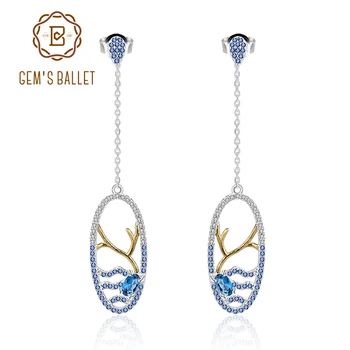 

GEM'S BALLET 925 Sterling Silver 0.56Ct Natural London Blue Topaz Handmade Gemstone Drop Earrings for Women Fine Jewelry