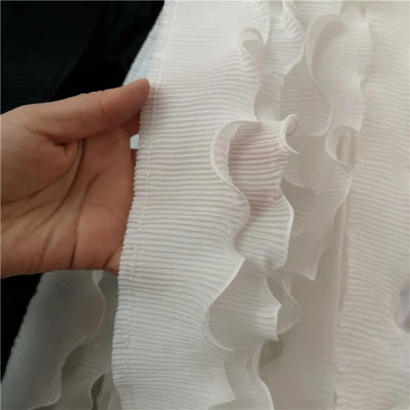 Chiffon Lace Fabric 8CM Wide Modern Pleated Chiffon Elastic Lace Frilly Dress Collar Provide Purified Ribbon 3d Flowers Of Embroidery Diy Crafts lace fabric lace ribbon chiffon fabric lace garment accessories lace sewing supplies chiffon lace fabric lace decoration lace accessories lace sewing accessories clothing accessories