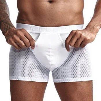 

Men Underwear Ice Silk Boxer Mesh Scrotum Receptacle Bag Anti-wear Leg Independent Separation Calecon Ropa Interior Hombre lot