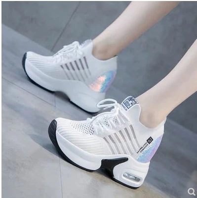 

Dad Shoes 2019 Trendy Shoes High Top Sneakers Women Platform Basket Femme Height White sports shoes Wedges ladies sports shoes
