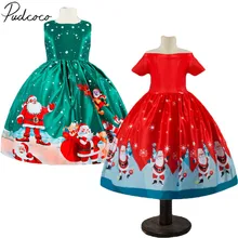 Г. Летняя одежда для малышей элегантное рождественское платье для маленьких девочек вечерние платья с принтом Санта Клауса, торжественное платье От 2 до 10 лет