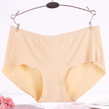

Ice Silk Seamless Briefs Women's Underwear Lingerie High Waist Panties Breathable Underpants Soft Cotton Crotch Female Intimates