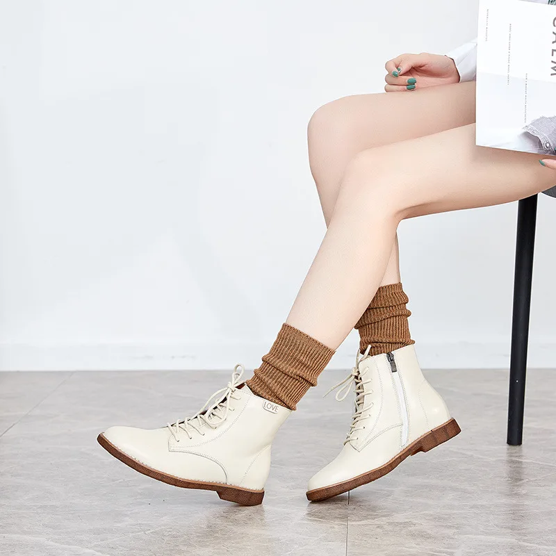 PEIPAH/ботильоны из натуральной кожи на плоской подошве; Botas Mujer; обувь на платформе; сезон осень-зима; женские ботинки на молнии; женская обувь;