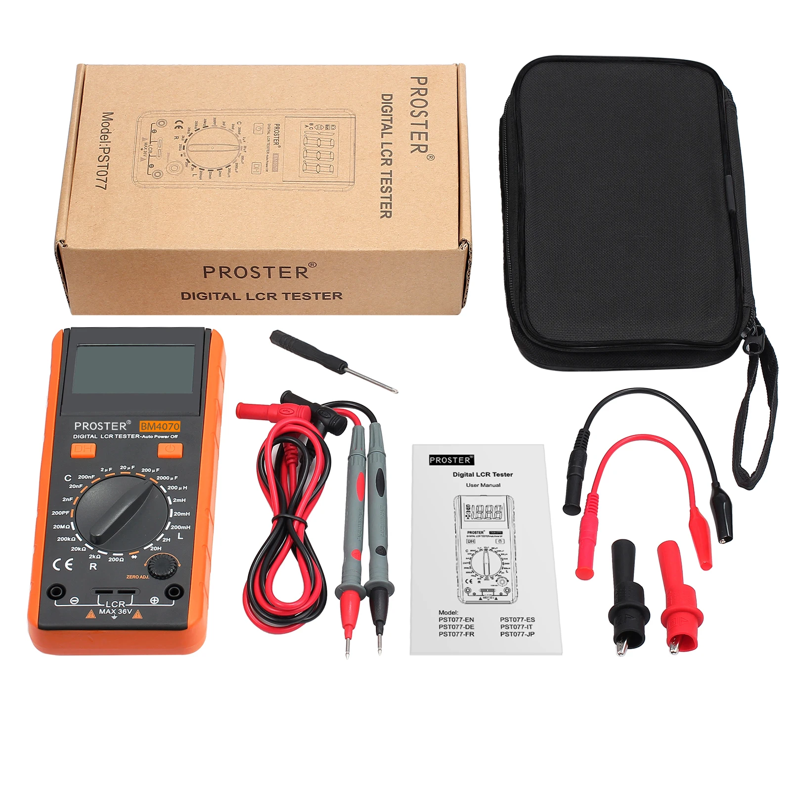 Proster multímetro digital lcr medidor testador kit de ferramentas dm4070 para resistência capacitância indutância display lcd medidor medição