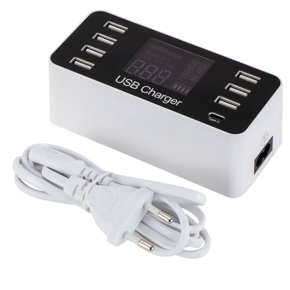 Зарядное устройство адаптер 8 мульти-портов USB адаптер настольное настенное зарядное устройство светодиодный дисплей зарядка 40 Вт абсолютно и высокое качество