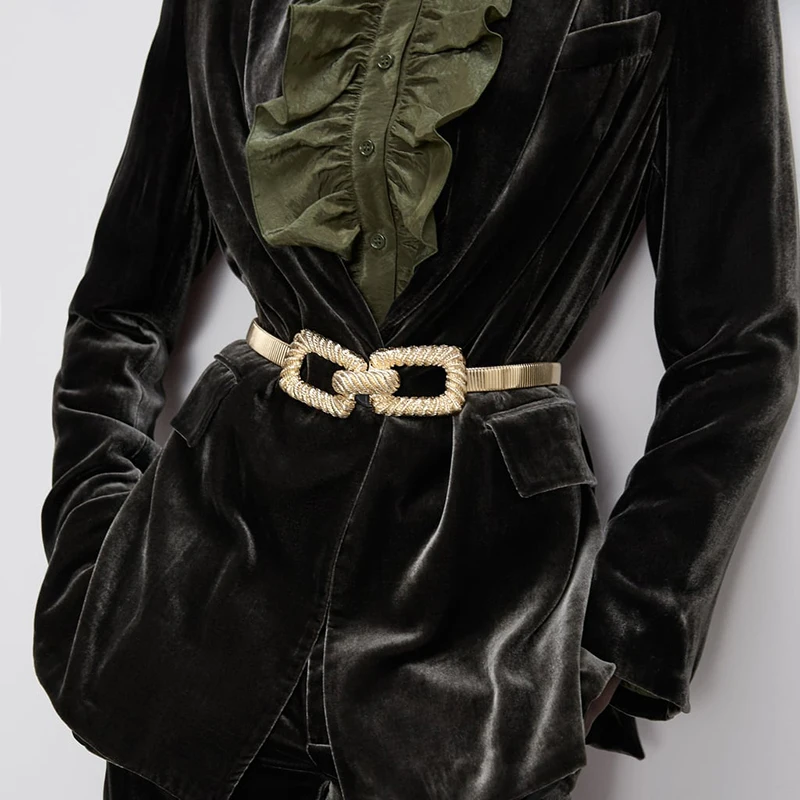

New ZA Metal Gold Color Belt for Women Trendy 2020 Friendship Gift Chic Charm Temperament Decoration Girdle Belt Wholesale
