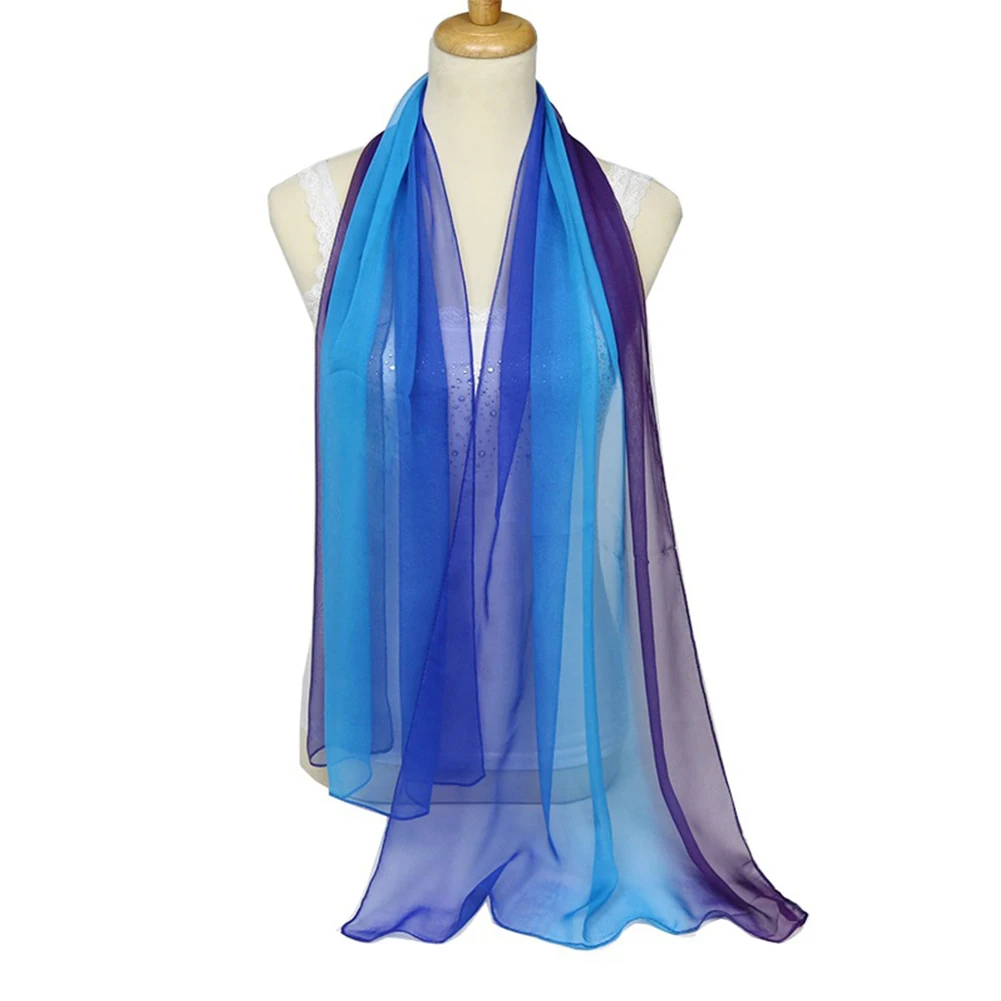 1 PC Lady scarf women Gradient rainbow Color Long Wrap Women's Shawl Scarf foulard  hijab scarf Top sale 6