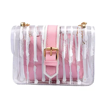 

Maison Fabre Messenger Bag Women Striped Crossbody Shoulder Bag Women Chains Candy Color Jelly Bag 2Pcs Leather Handbag Women