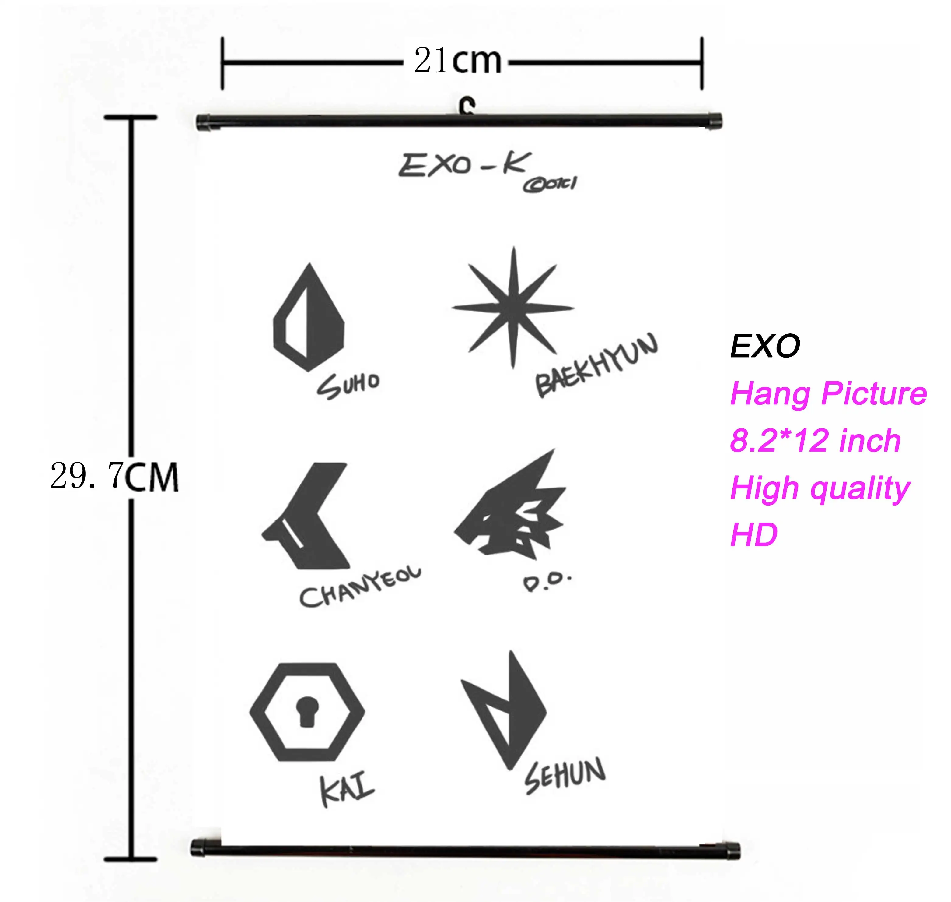 K-pop EXO альбом Висячие картины фото плакат Kpop EXO Висячие Плакаты для фанатов Коллекция подарков ткань 21*30 см Высокое качество