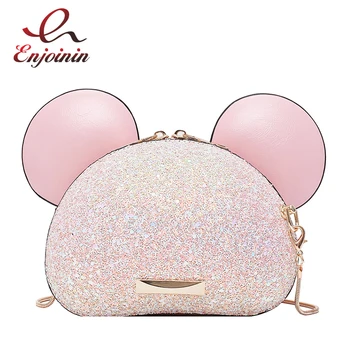 

Novel Fun Sequins Cartoon Ears Cartoon Design Young Girl's Shoulder Chain Bag Purses and Handbags Crossbody Mini Bag Clutch Bag