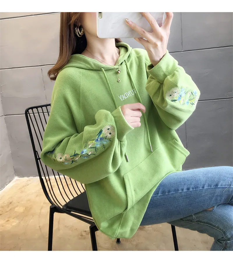 RUGOD новая Kpop одежда корейская вышивка Hoddie карамельный цвет толстовки для женщин досуг уличная одежда с карманом размера плюс для женщин