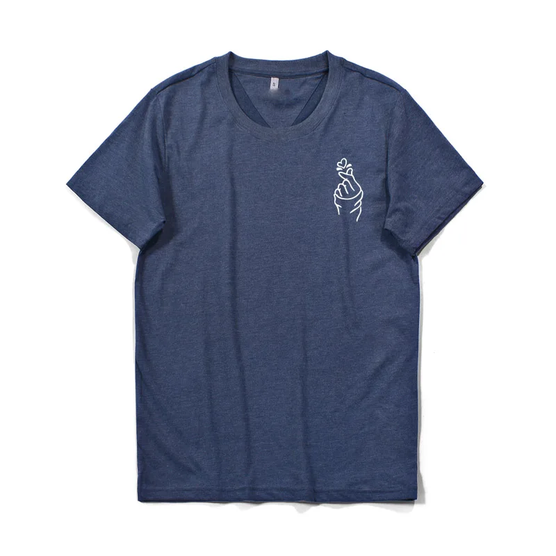 2019 Стильная мужская хлопковая Футболка с принтом в виде сердца коротким рукавом