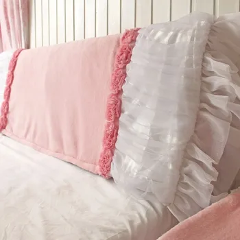 

Home Princess Style Pink Delicate Short Plush Lace Bed Cover/Bedside Dust Cover