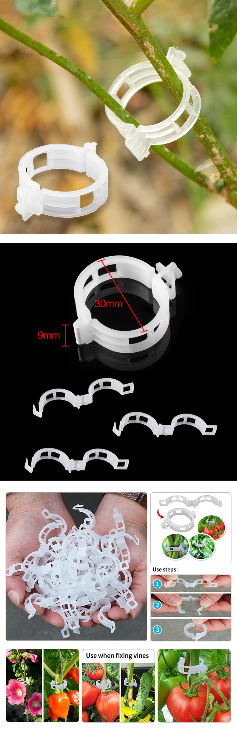 100 Pièces Clips De Plantes Reutilisable Clip De Support De Plante Pinces Tomates Pour Fixer Les