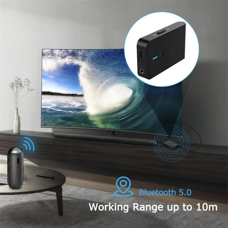 2 in 1 High Speed Wireless Bluetooth 5 0 Transmitter Receiver APTX Audio Adapter 3 5MM Aux Jack For Car TV Computer Headphone